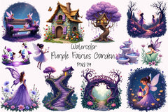 Enchanted Purple Fairies Garden Clipart Bundle - CraftNest - Digital Crafting and Art
