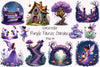 Enchanted Purple Fairies Garden Clipart Bundle