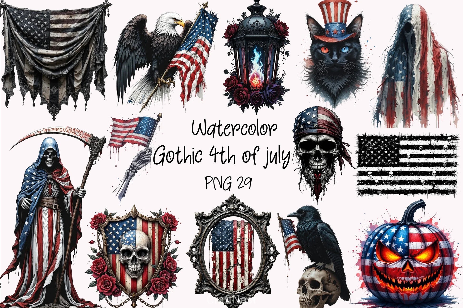 Gothic 4th July Clipart Bundle - CraftNest - Digital Crafting and Art