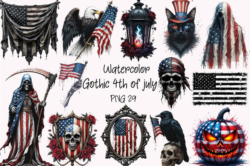 Gothic 4th July Clipart Bundle - CraftNest - Digital Crafting and Art