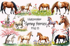 Spring Horses Clipart Bundle - CraftNest - Digital Crafting and Art