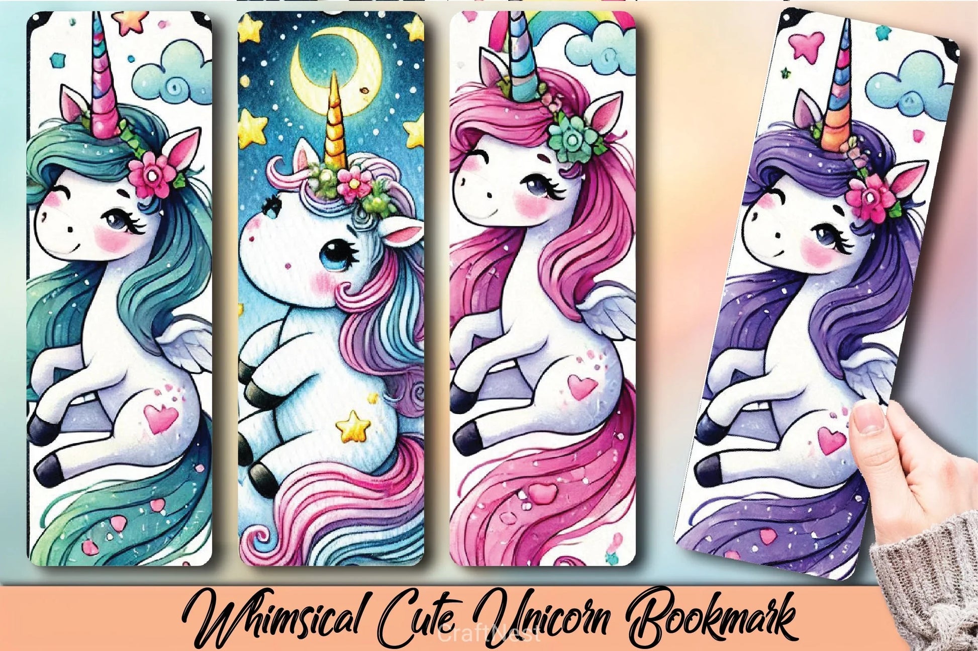 Whimsical Unicorn Bookmark Journal - CraftNest - Digital Crafting and Art