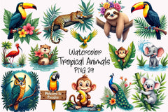 Tropical Animals Clipart Bundle - CraftNest - Digital Crafting and Art