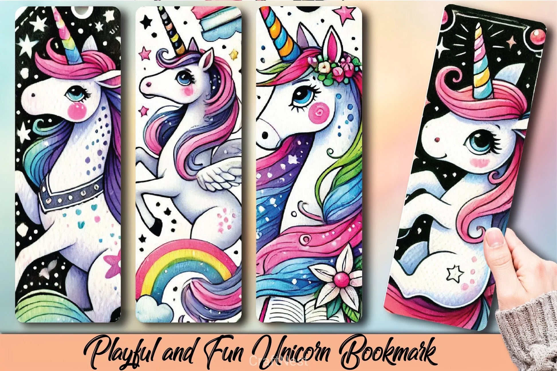 Playful Unicorn Bookmark Journal - CraftNest - Digital Crafting and Art