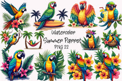 Summer Parrot Clipart Bundle 33 - CraftNest - Digital Crafting and Art