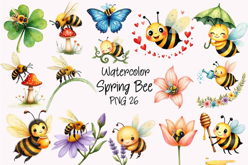Spring Bee Clipart Bundle - CraftNest - Digital Crafting and Art