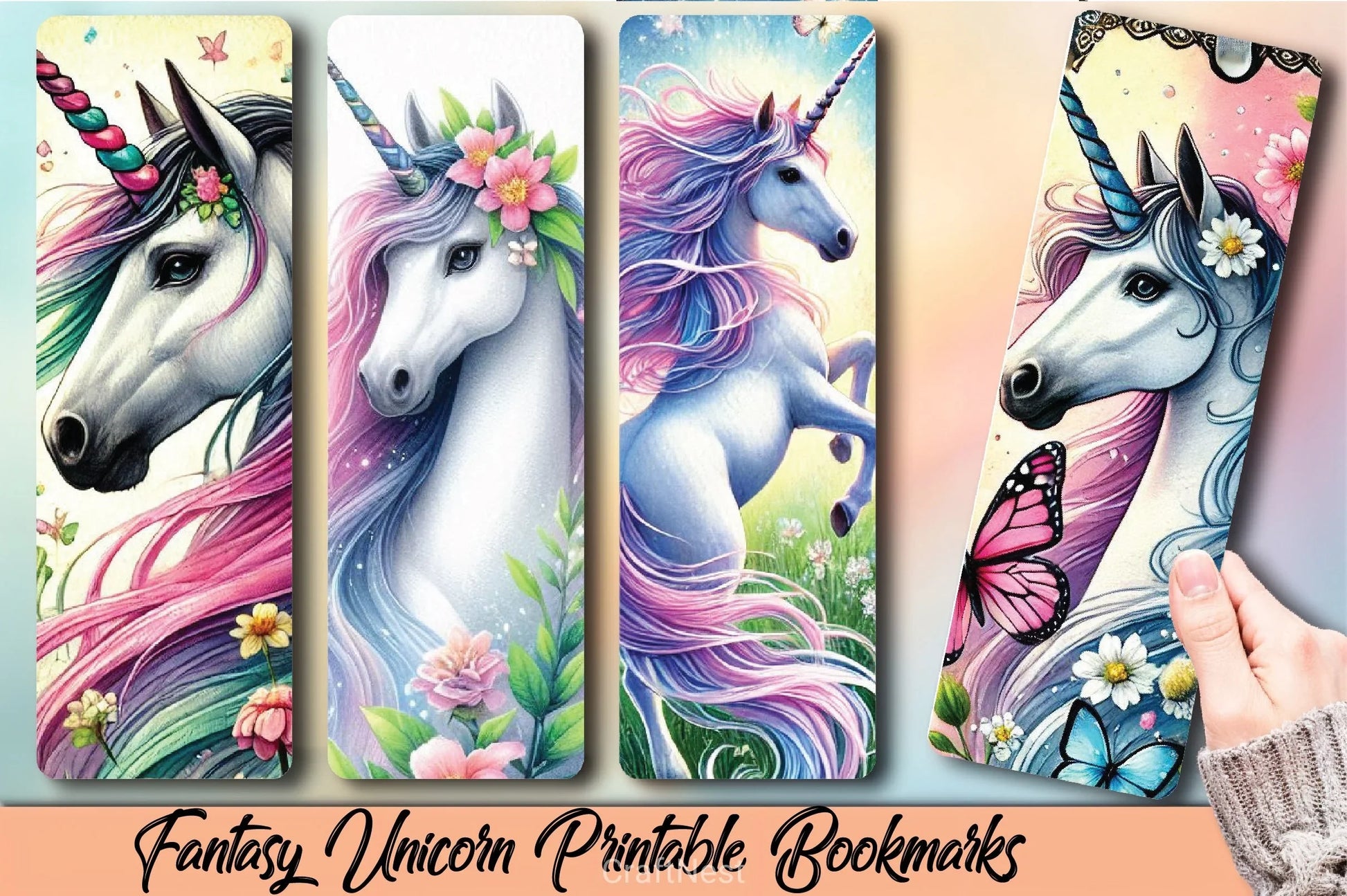 Fantasy Unicorn Bookmarks Journal - CraftNest - Digital Crafting and Art