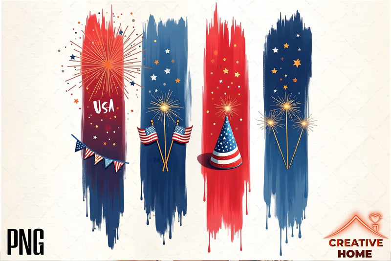 Patriotic Day Brushstrokes Clipart Bundle 1 - CraftNest - Digital Crafting and Art