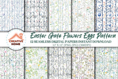Easter Gate Flowers & Eggs Clipart Bundle - CraftNest - Digital Crafting and Art