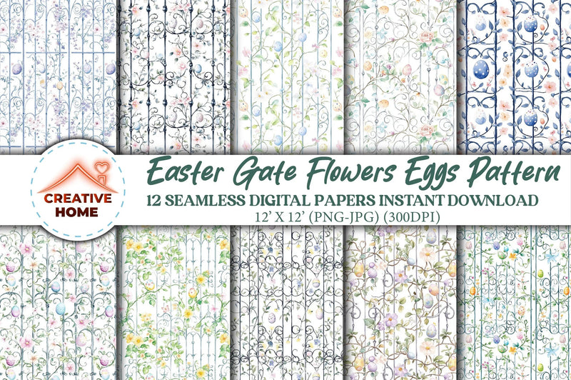 Easter Gate Flowers & Eggs Clipart Bundle - CraftNest - Digital Crafting and Art