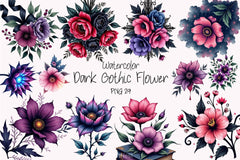 Dark Moody Gothic Flower Clipart Bundle 29 - CraftNest - Digital Crafting and Art