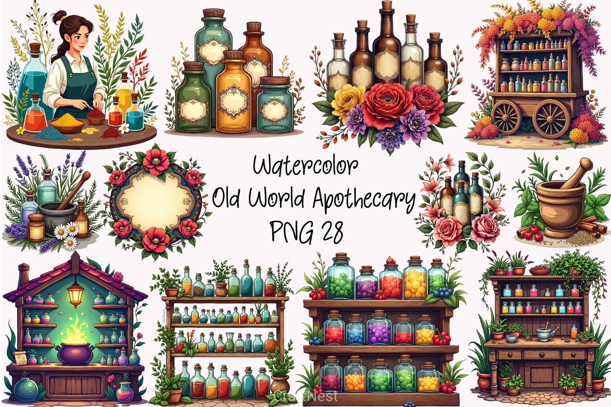 Old World Apothecary Clipart Bundle - CraftNest - Digital Crafting and Art