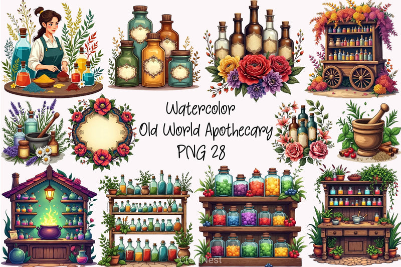 Old World Apothecary Clipart Bundle - CraftNest - Digital Crafting and Art