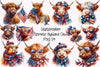 Patriotic Highland Cow Clipart Bundle