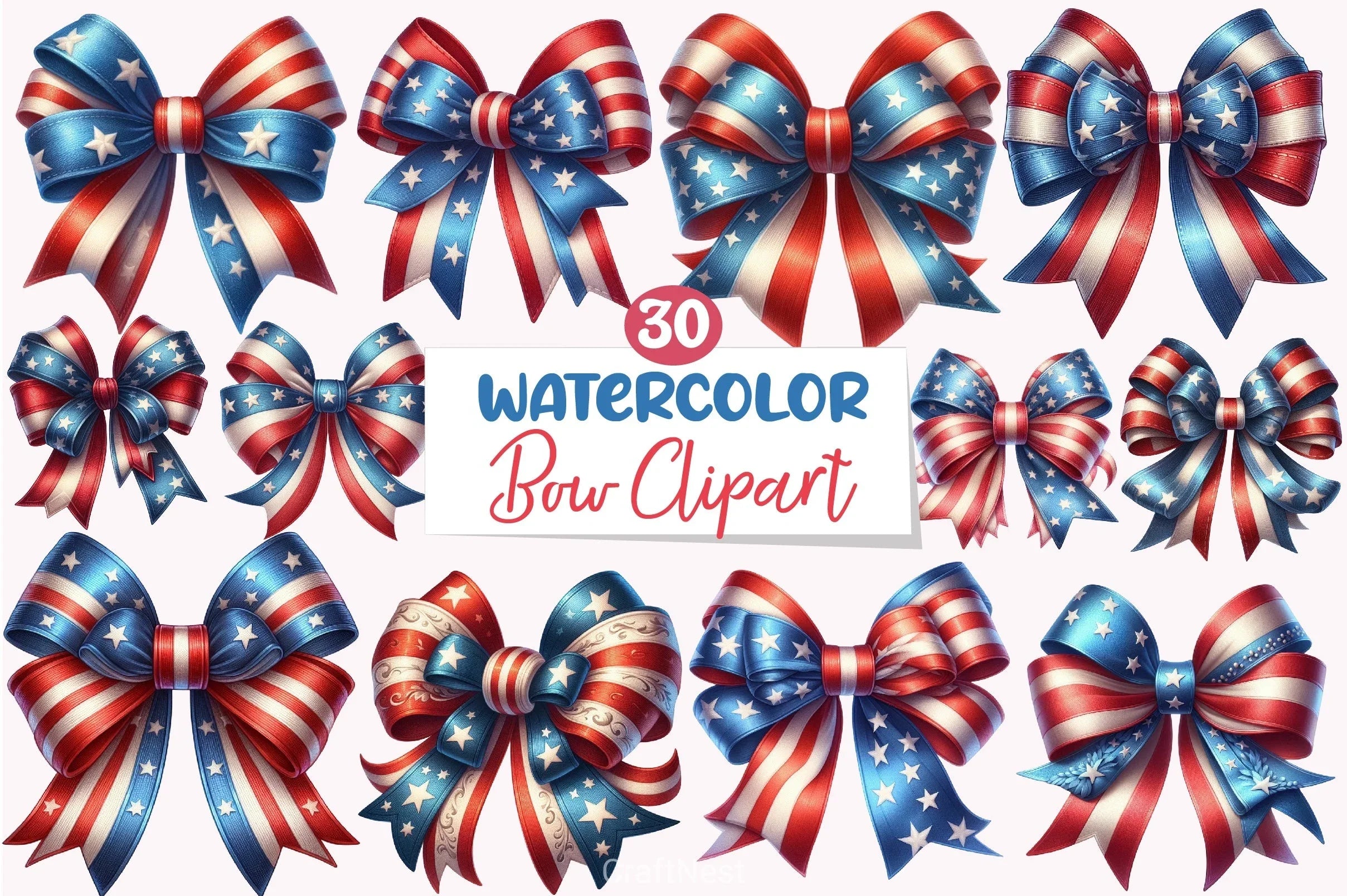 4th of July Bow Clipart Bundle - CraftNest - Digital Crafting and Art