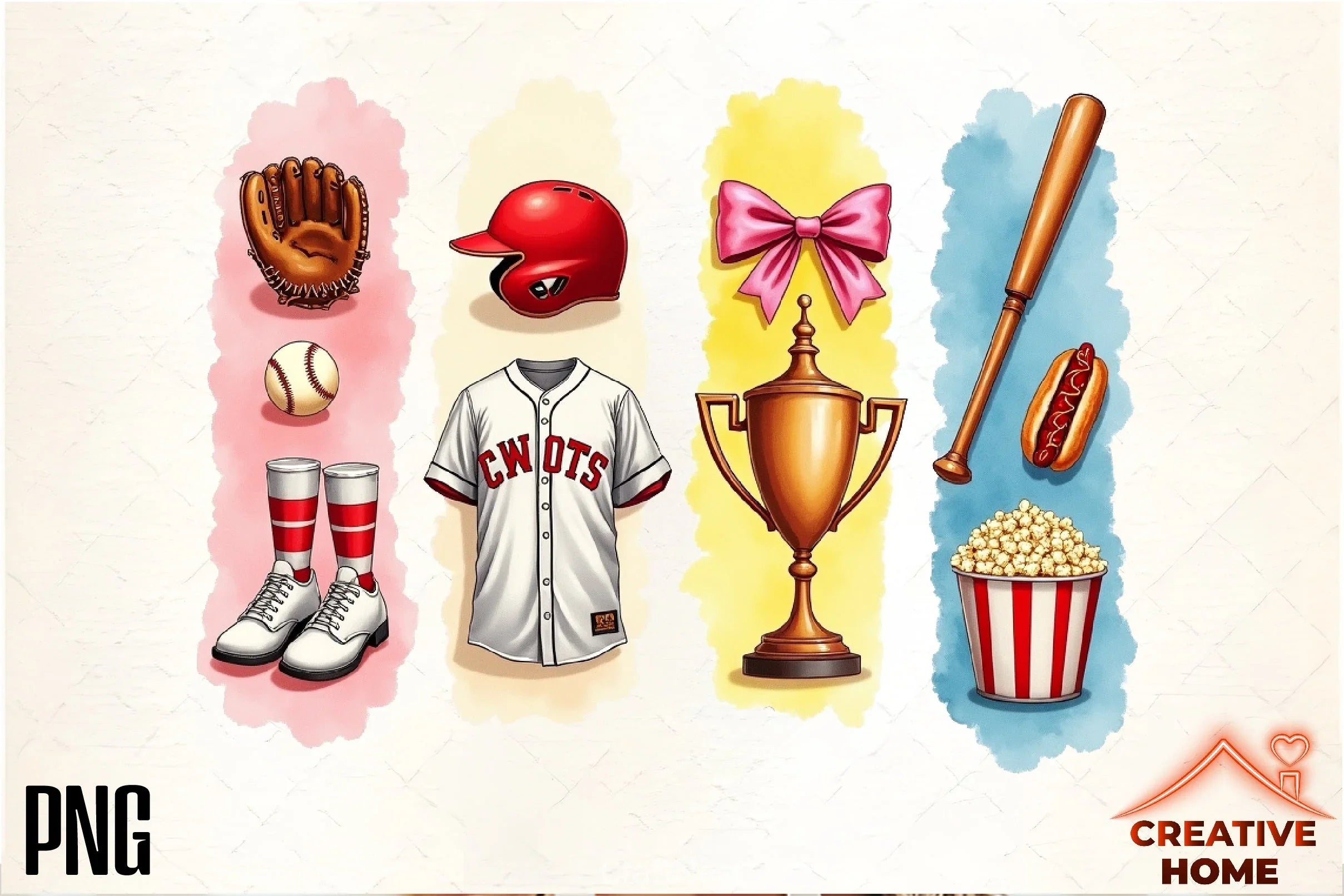 Baseball College Brushstrokes Clipart Bundle  2 - CraftNest - Digital Crafting and Art