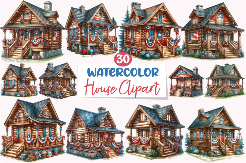 4th of July House Clipart Bundle - CraftNest - Digital Crafting and Art