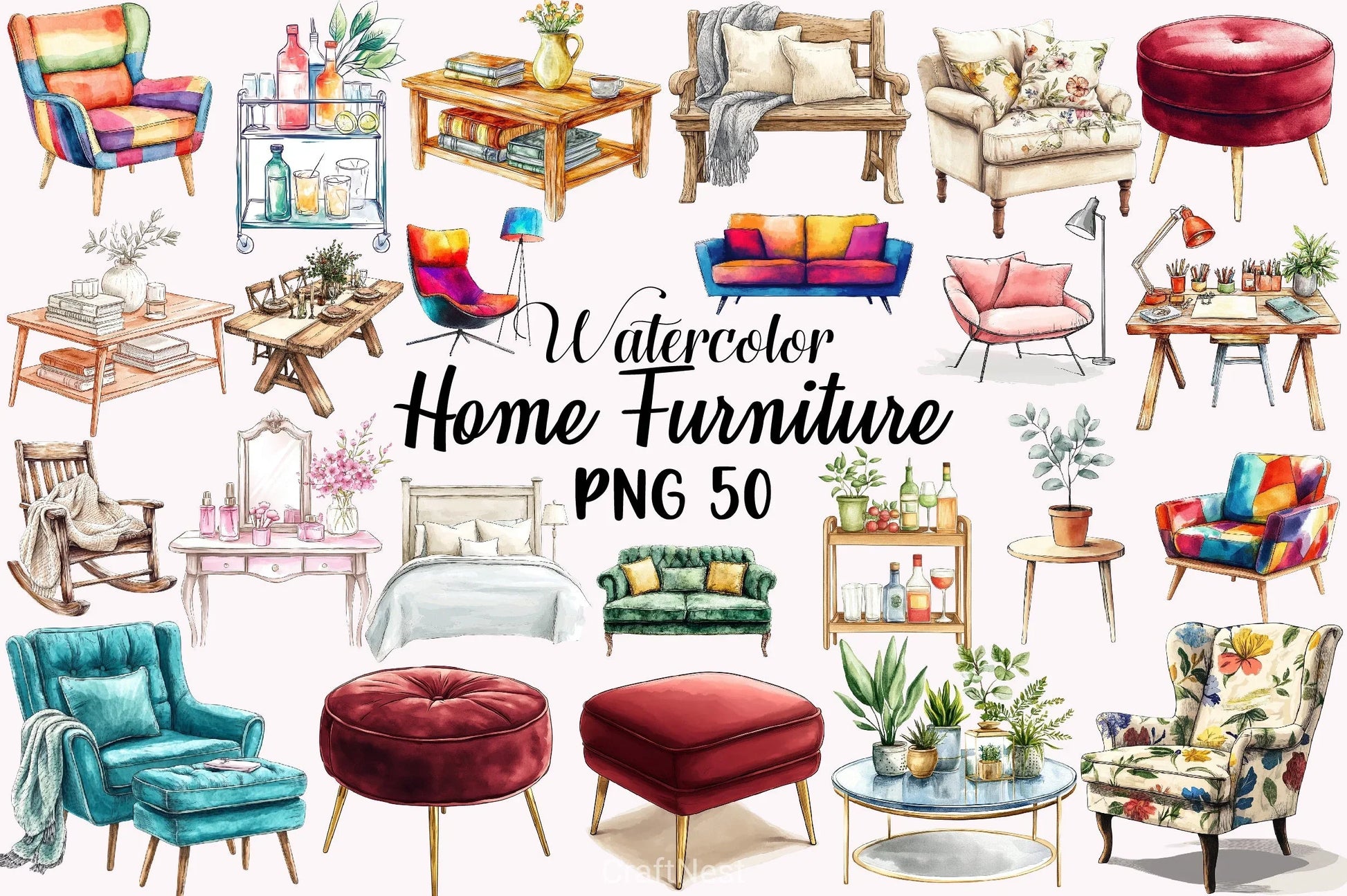 Home Furniture Clipart Bundle 3 - CraftNest - Digital Crafting and Art