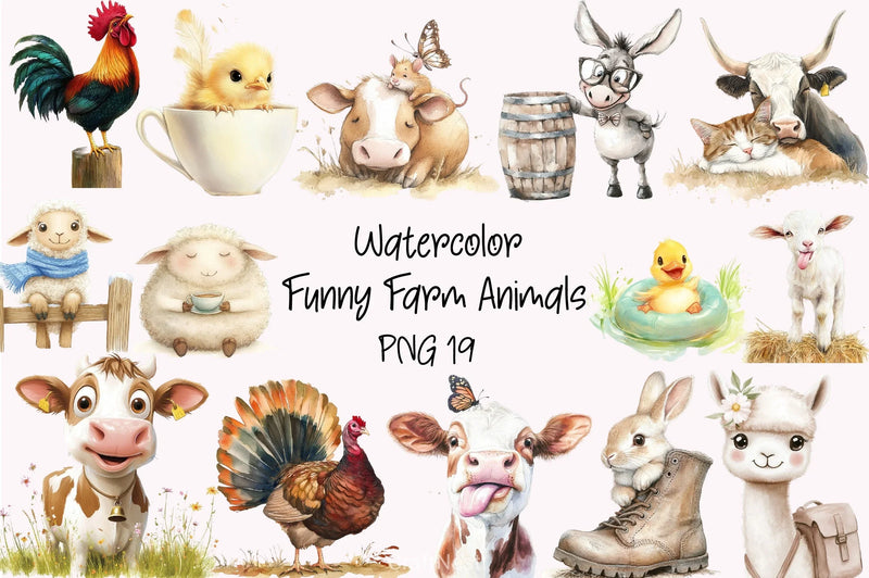 Cute Farm Animals Clipart Bundle - CraftNest - Digital Crafting and Art