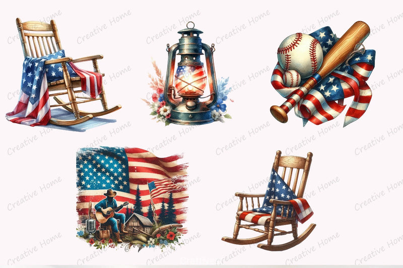 4th of July Vintage Clipart Bundle - CraftNest - Digital Crafting and Art