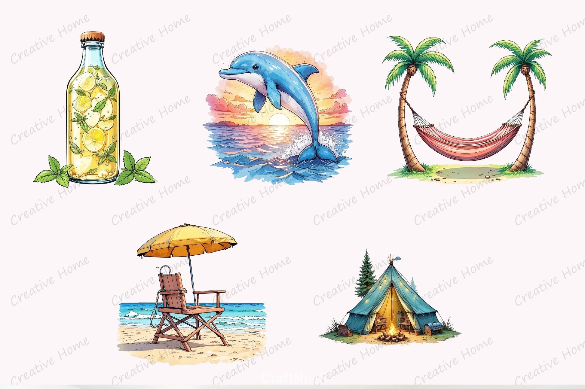 Retro Summer Clipart Bundle 3 - CraftNest - Digital Crafting and Art