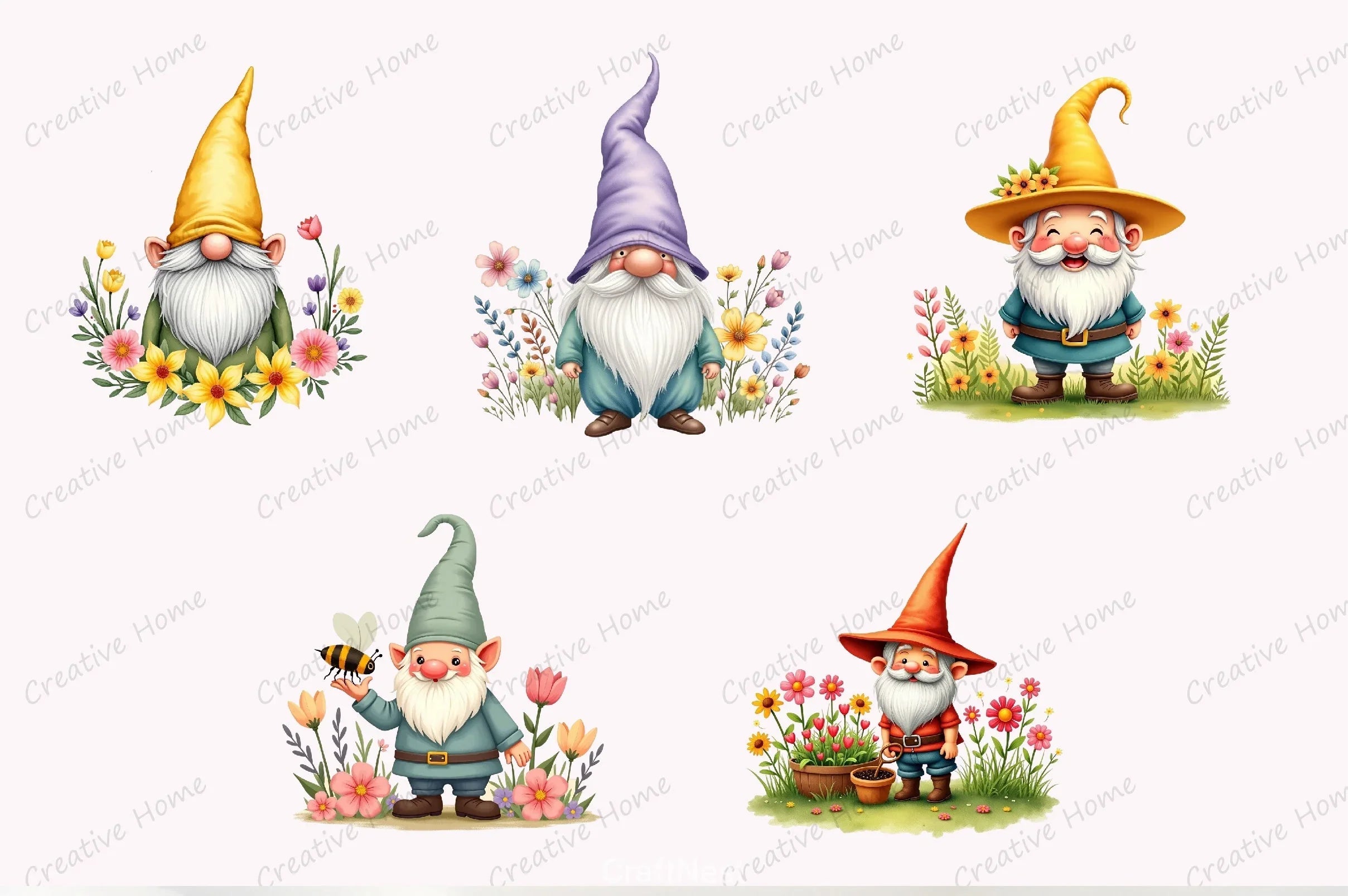 Spring Gnome Bee Clipart Bundle - CraftNest - Digital Crafting and Art