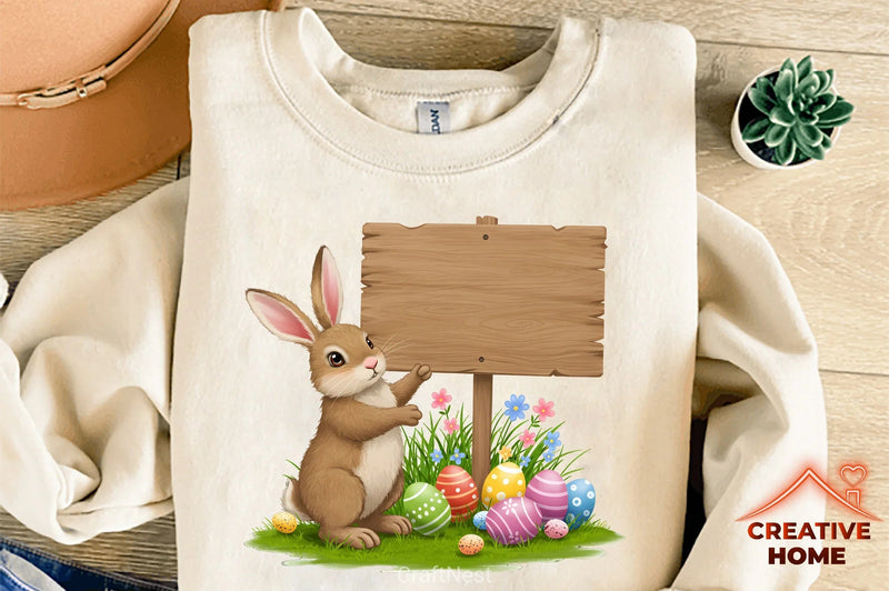 Easter Bunny Sign Board Clipart Bundle - CraftNest - Digital Crafting and Art