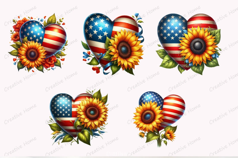 Sunflowers 4th of July Clipart Bundle 2 - CraftNest - Digital Crafting and Art
