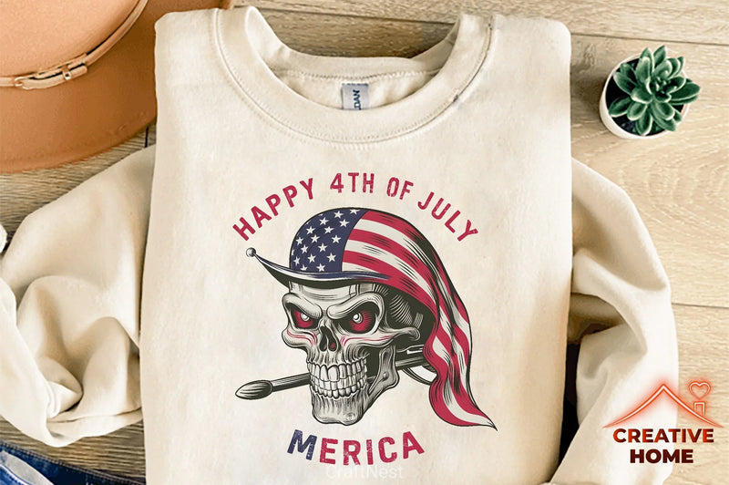 Patriotic Skull Flag Clipart Bundle - CraftNest - Digital Crafting and Art