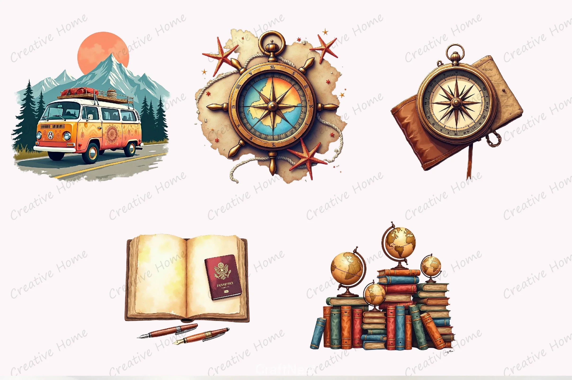 Vintage Travel Clipart Bundle 5 - CraftNest - Digital Crafting and Art