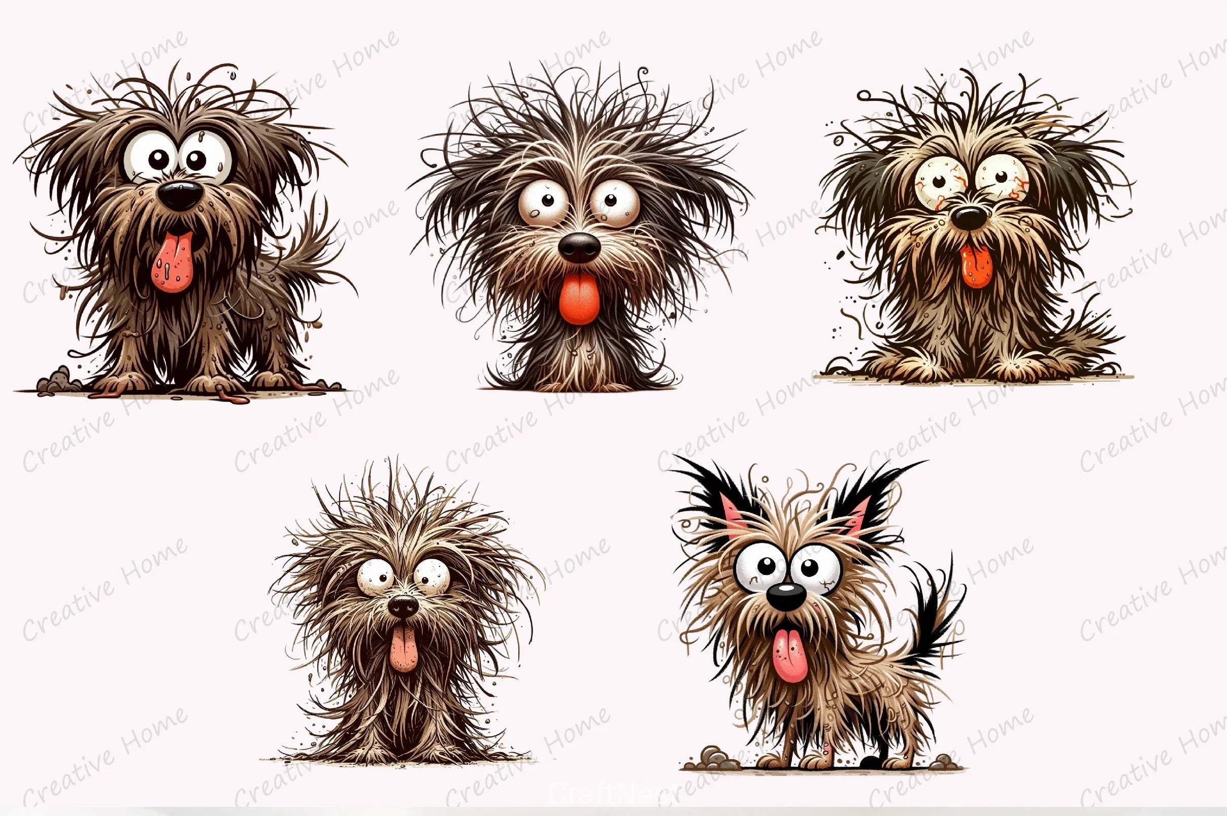 Scruffy Cartoon Dog Clipart Bundle - CraftNest - Digital Crafting and Art