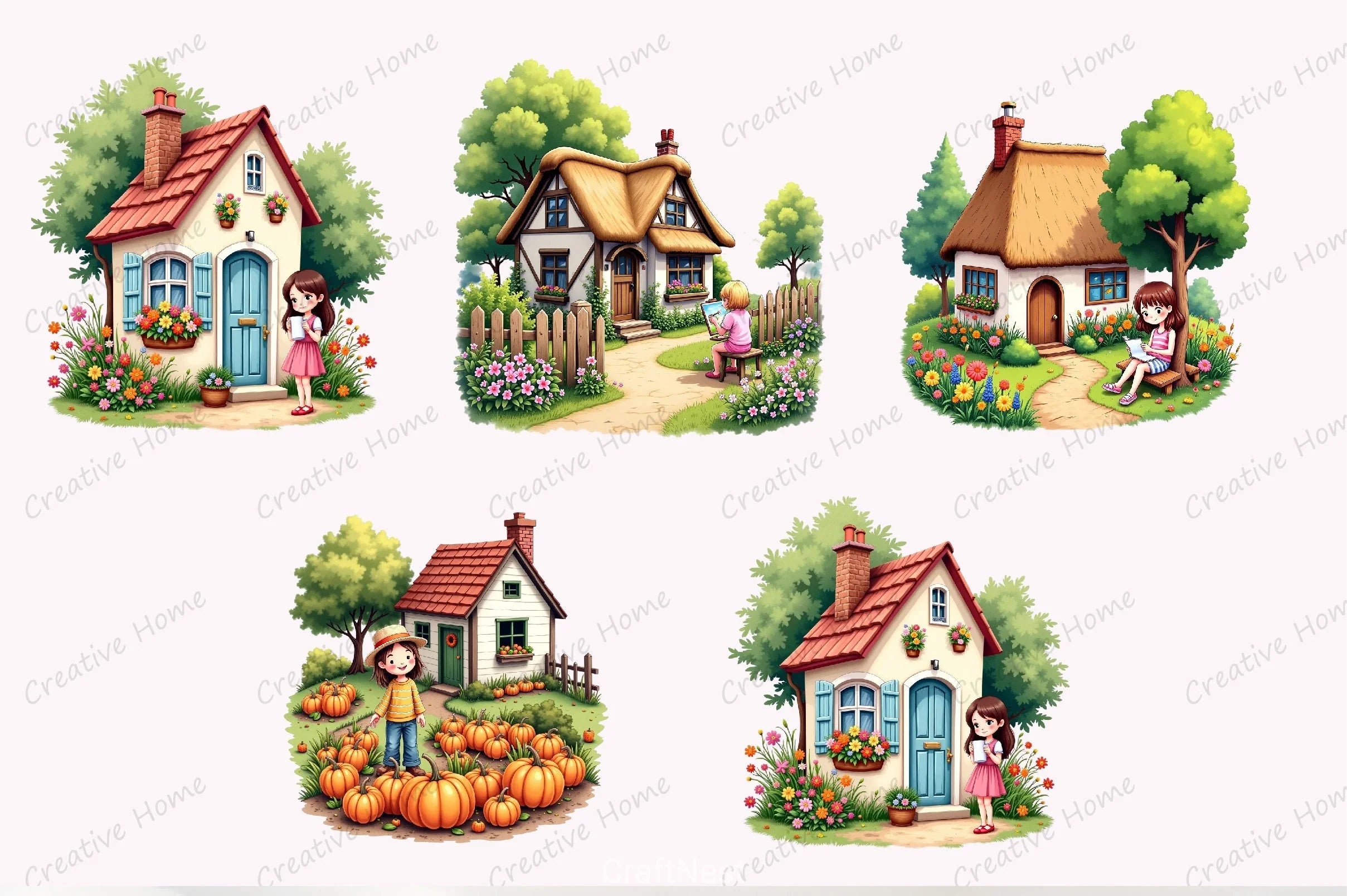 Summer Home Clipart Bundle - CraftNest - Digital Crafting and Art