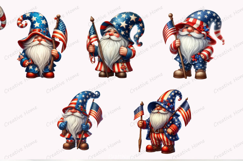 Patriotic Gnome Clipart Bundle 4 - CraftNest - Digital Crafting and Art
