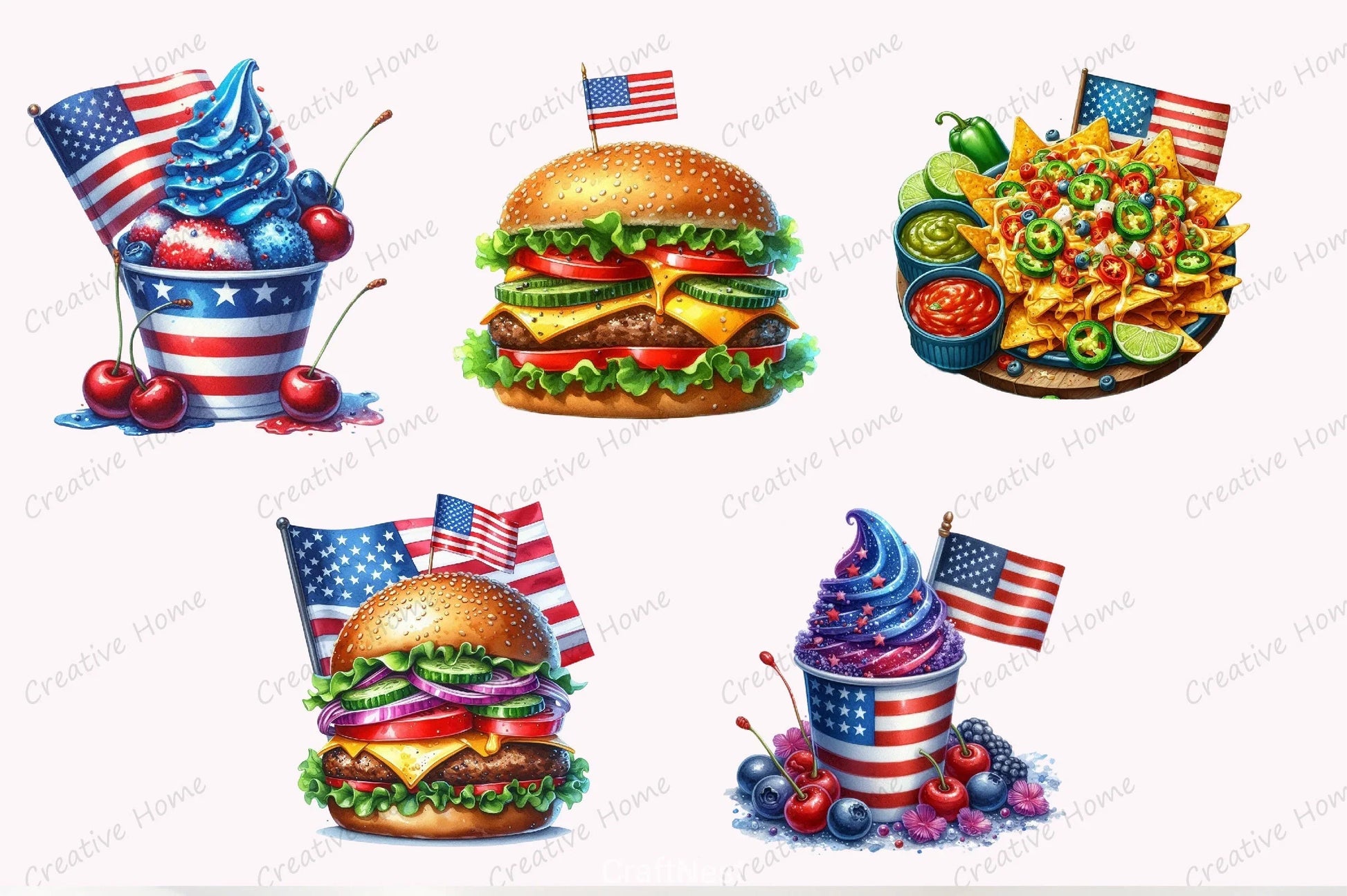 4th of July Food Recipes Clipart Bundle - CraftNest - Digital Crafting and Art
