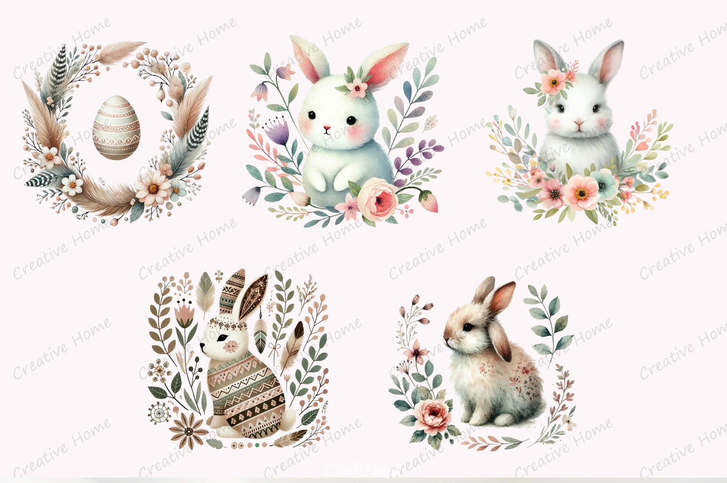 Boho Easter Clipart Bundle 4 - CraftNest - Digital Crafting and Art