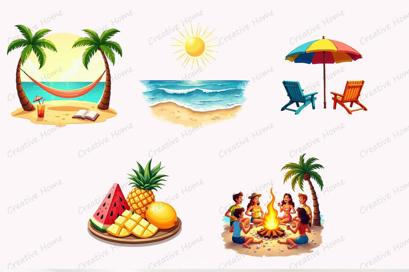 Summer Beach Clipart Bundle 3 - CraftNest - Digital Crafting and Art