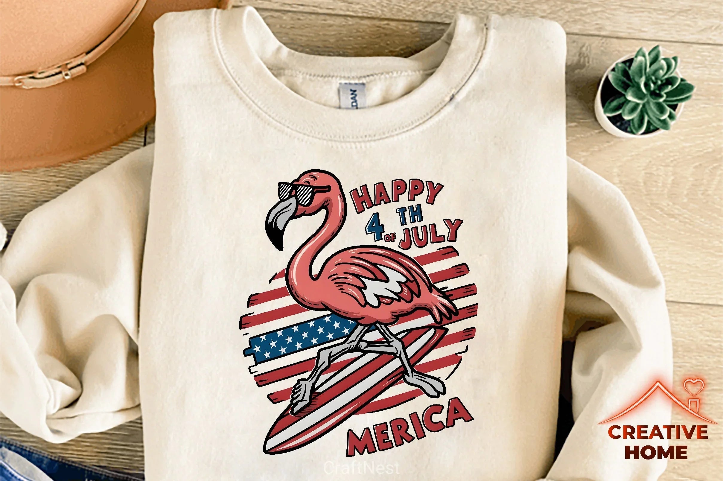 Patriotic Flamingo Surfboard Clipart Bundle - CraftNest - Digital Crafting and Art