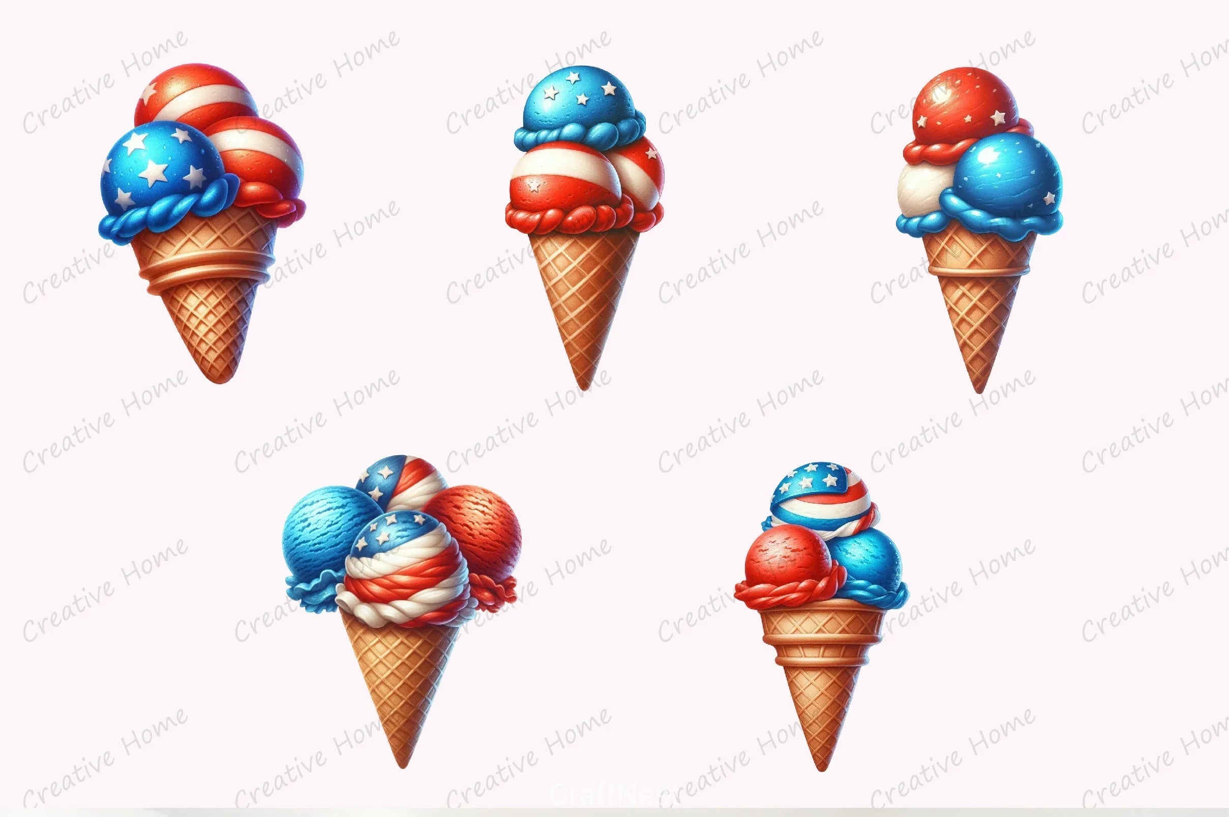 4th of July Candy Ice Cream Clipart Bundle - CraftNest - Digital Crafting and Art