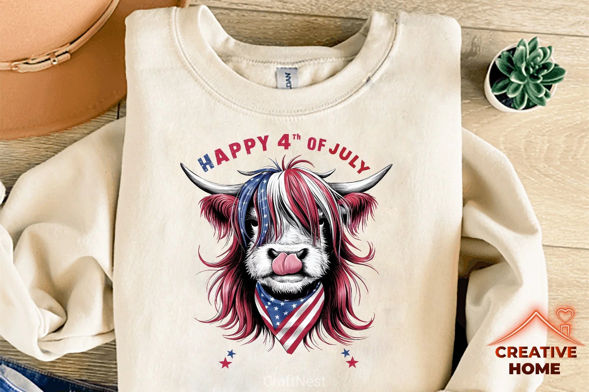 Patriotic Highland Cow Clipart Bundle 2 - CraftNest - Digital Crafting and Art