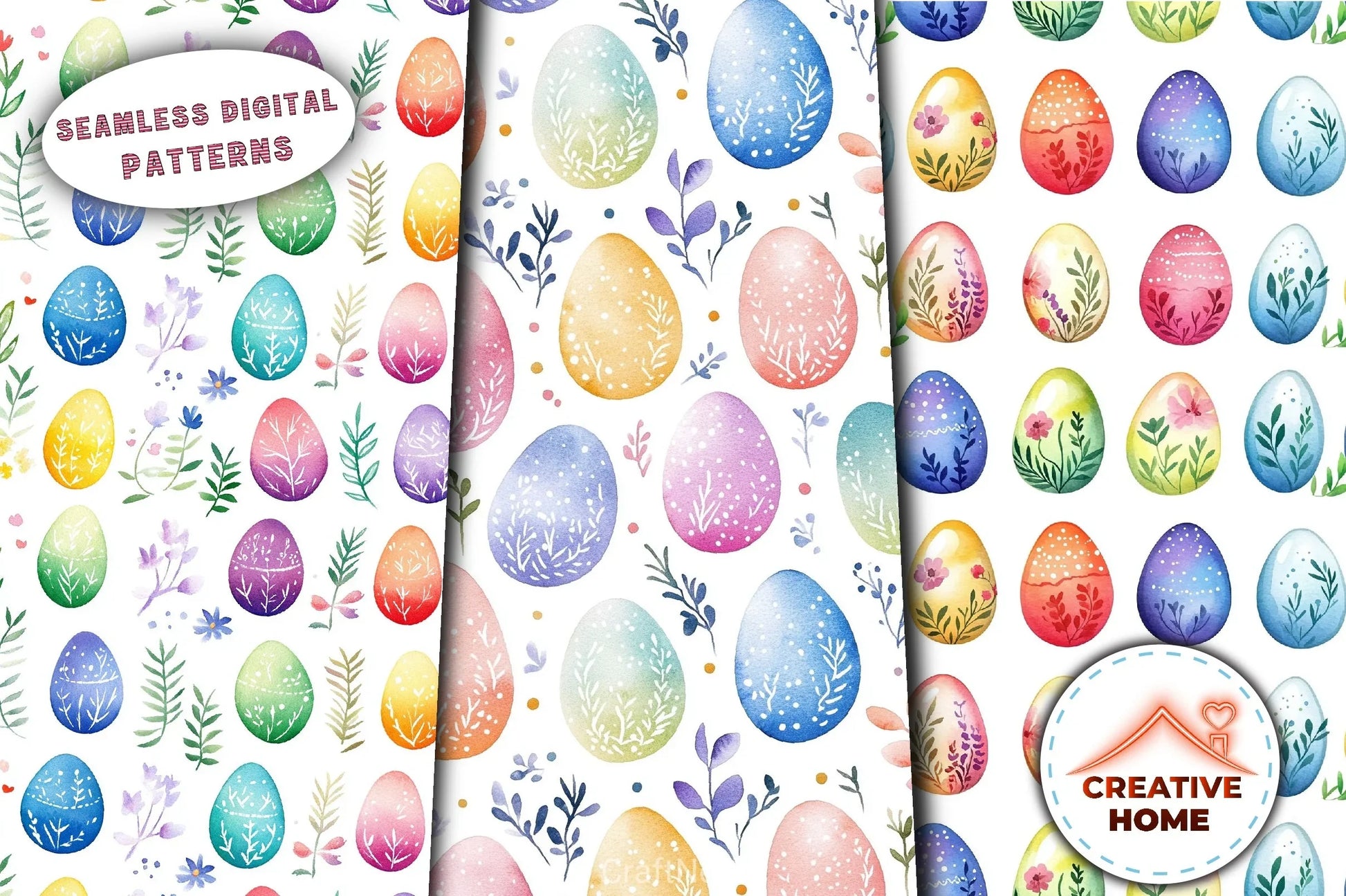 Easter Rainbow Eggs Floral Clipart Bundle - CraftNest - Digital Crafting and Art