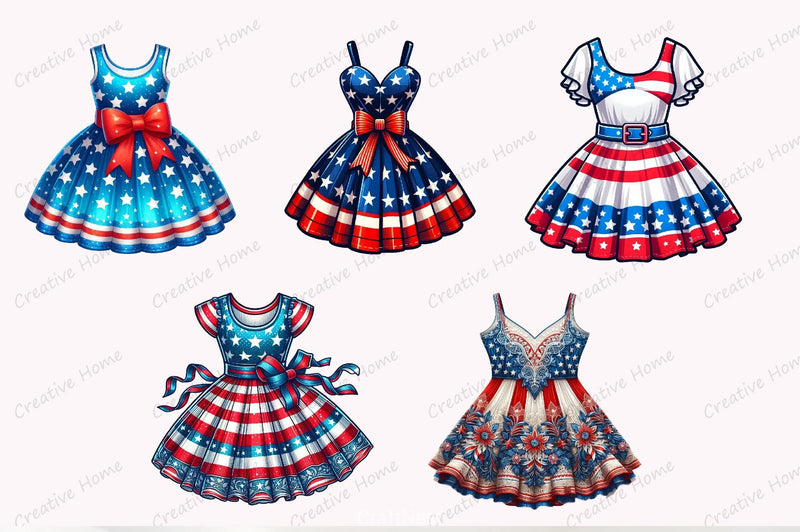 American 4th July Dresses Clipart Bundle - CraftNest - Digital Crafting and Art