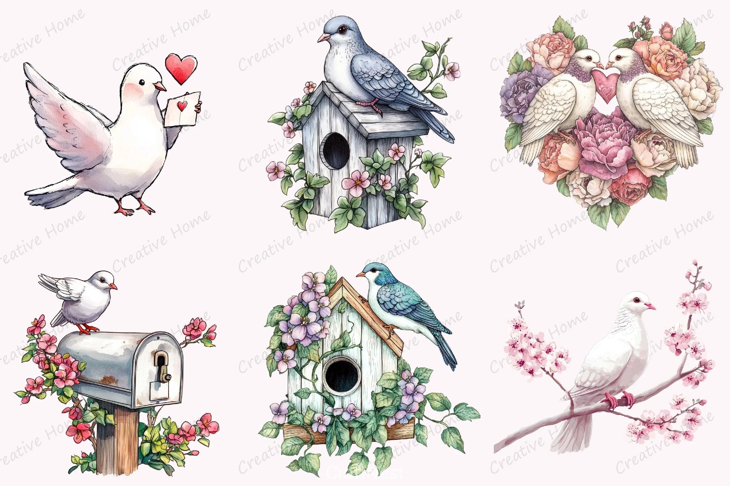 Spring Doves Clipart Bundle - CraftNest - Digital Crafting and Art