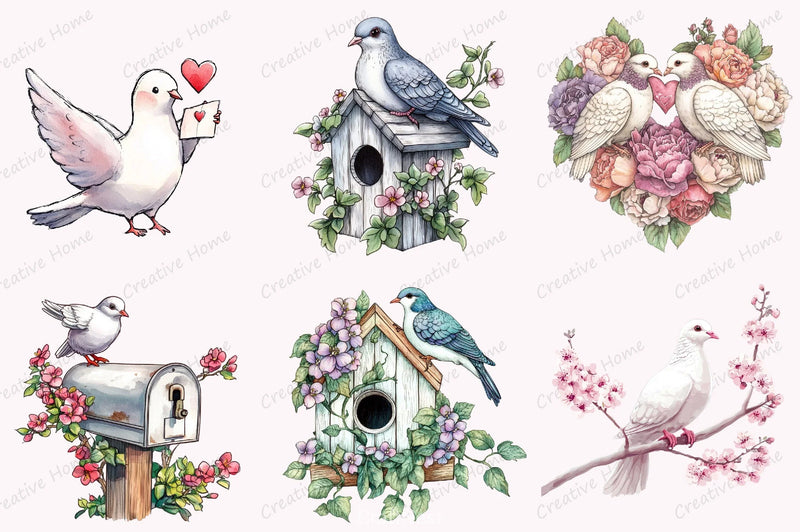 Spring Doves Clipart Bundle - CraftNest - Digital Crafting and Art