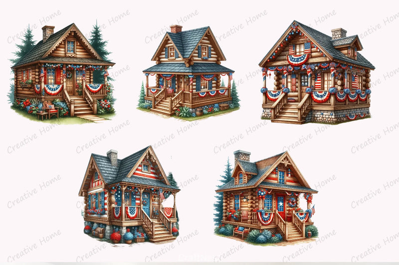 4th of July House Clipart Bundle - CraftNest - Digital Crafting and Art