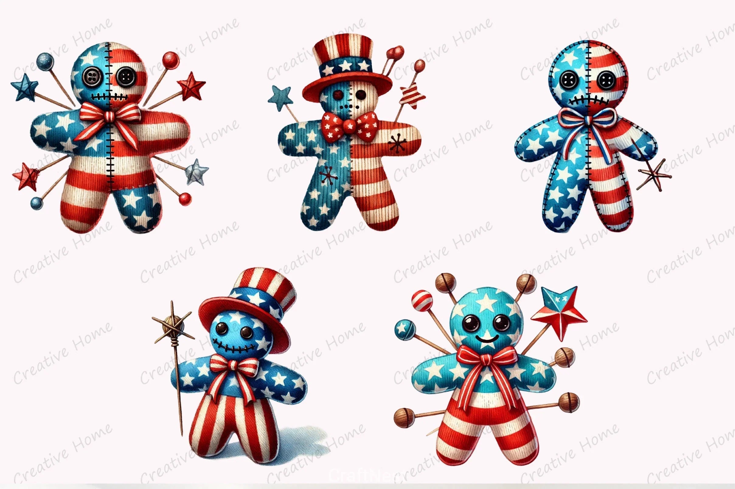 4th of July Voodoo Doll Clipart Bundle - CraftNest - Digital Crafting and Art