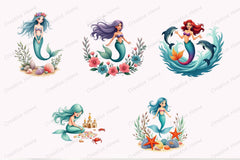 Summer Mermaid Clipart Bundle 3 - CraftNest - Digital Crafting and Art