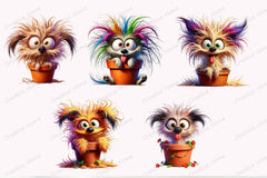 Whimsical Puppy in Flowerpot Clipart Bundle - CraftNest - Digital Crafting and Art