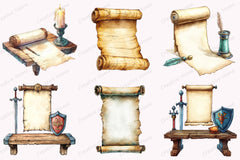 Vintage Medieval Scroll Clipart Set - CraftNest - Digital Crafting and Art