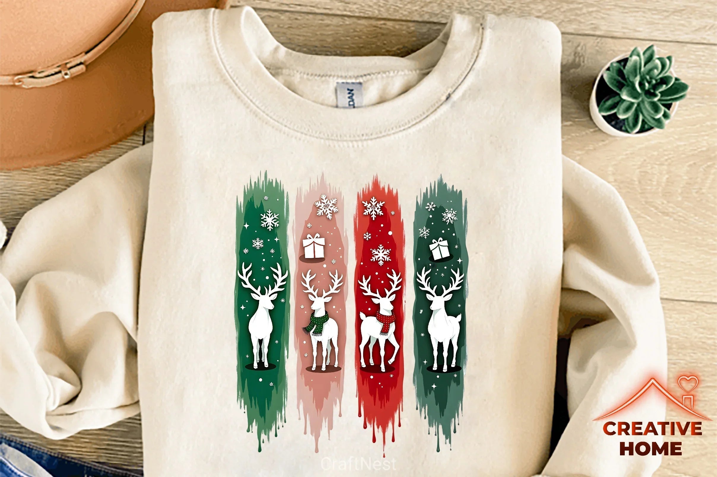 Christmas Reindeer Brushstrokes Clipart Bundle - CraftNest - Digital Crafting and Art