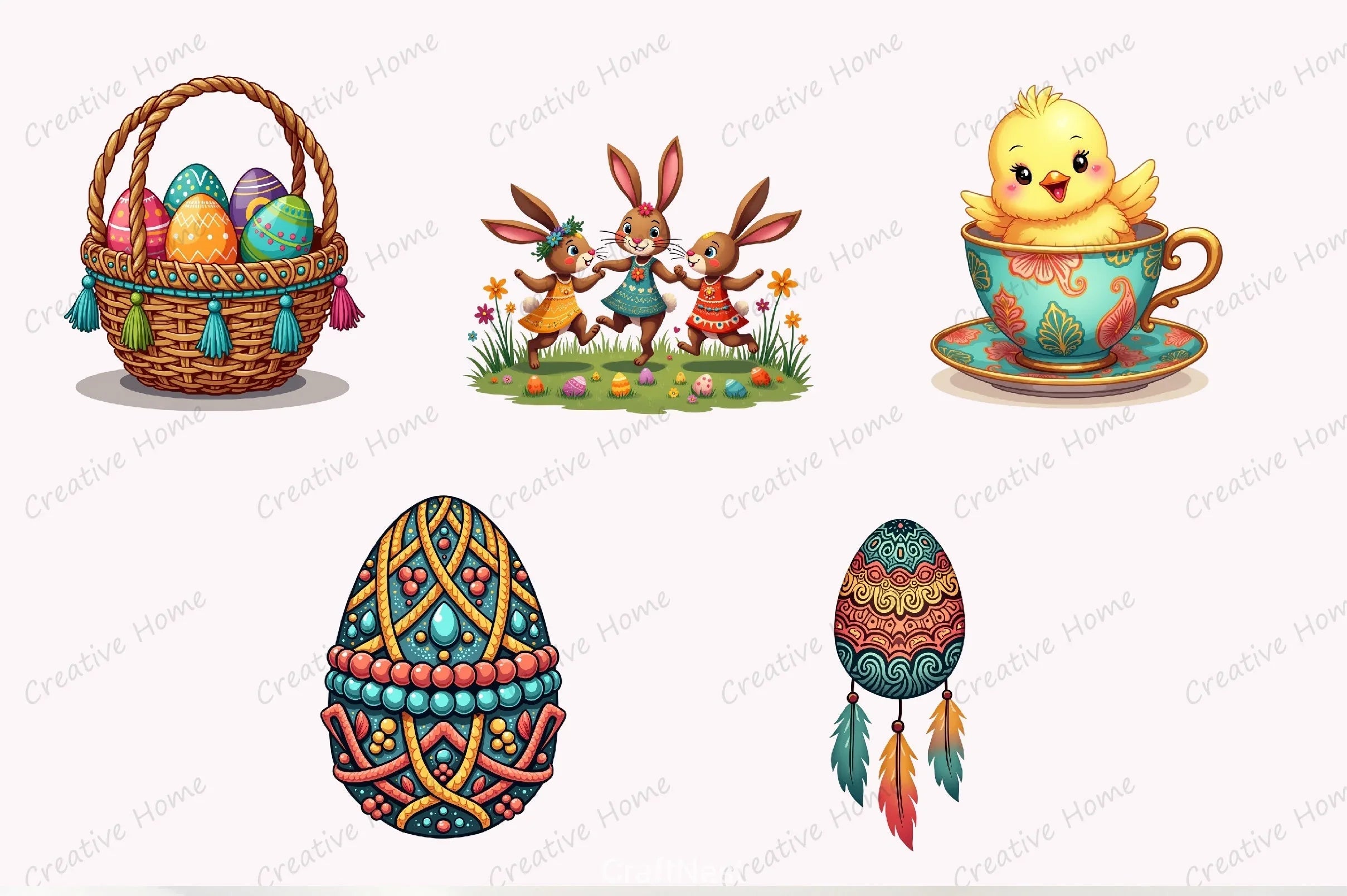Boho Easter Clipart Bundle 5 - CraftNest - Digital Crafting and Art